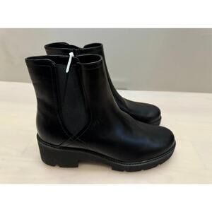Naturalizer Cade Black Leather Lug Sole Boots - Size 10M